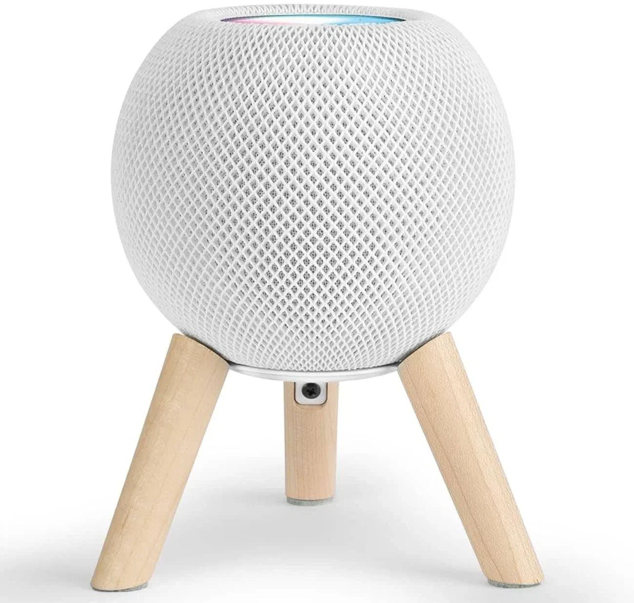 Praktické umístění HomePodu mini HomePod mini na stole s organizovanou kabeláží
