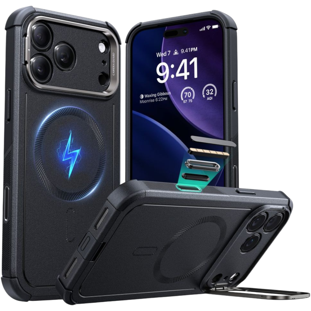Apple iPhone 17 Pro Max v ochranném pouzdře s funkcí MagSafe – styl a ochrana v jednom. Ochranný obal s podporou MagSafe pro Apple iPhone 17 Pro Max – odolný kryt s integrovaným stojánkem a ochranou fotoaparátu