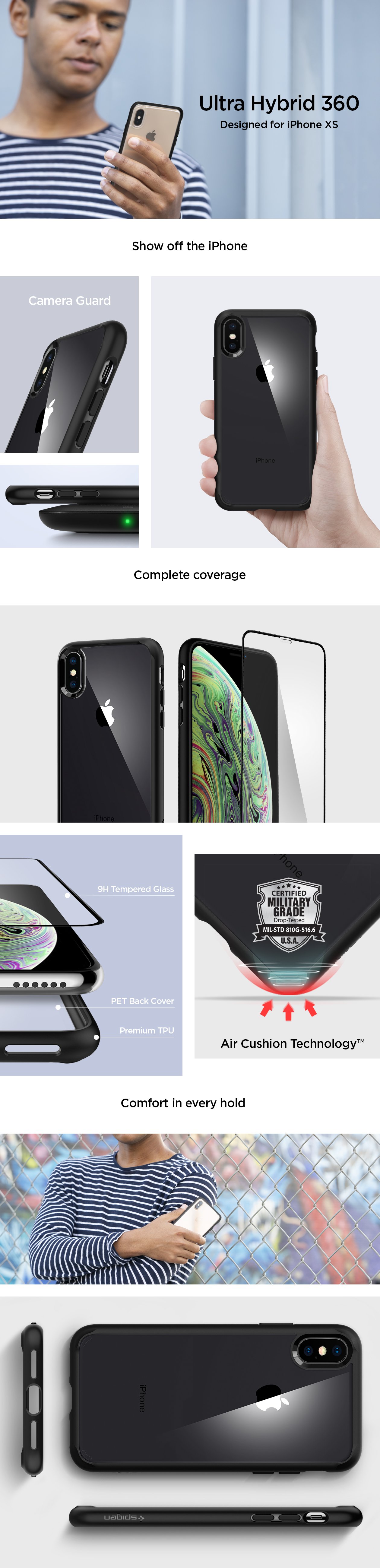 Vlastnosti obalu, krytu a pouzdra Spigen Ultra Hybrid 360 pro Apple iPhone XS/X.