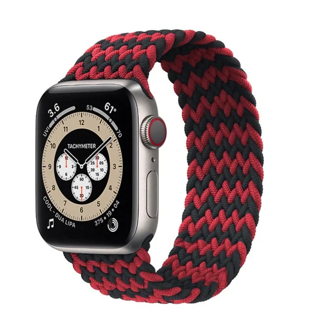 Řemínek iMore Braided Solo Loop Apple Watch Series 4/5/6/SE 44mm - červený/černý (XS)