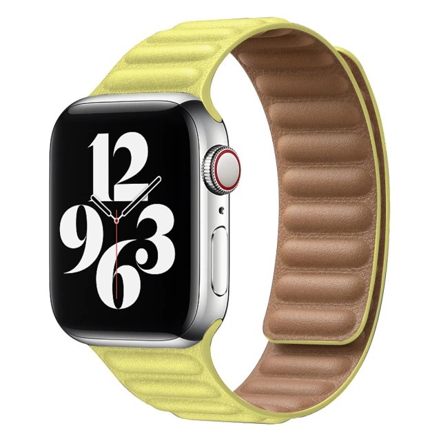 iMore Řemínek Kožený tah Apple Watch Series 9/8/7 (41mm) - zázvorově žlutý