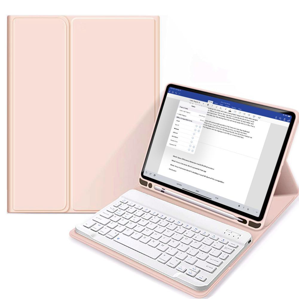 Pouzdro s klávesnicí Tech-Protect SC Pen + Keyboard Apple iPad 10,9" (2022) - Růžová
