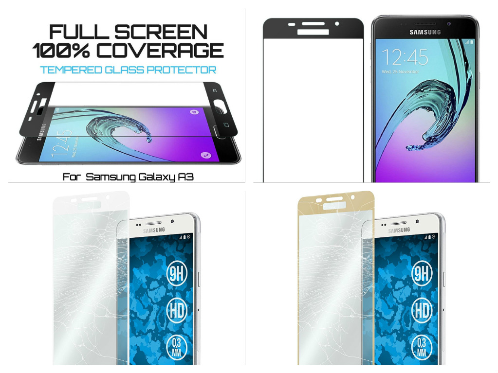 Tvrzené sklo FullCover pro ochranu displeje Samsung Galaxy A3 (2016) Tvrzené sklo FullCover pro ochranu displeje Samsung Galaxy A3 (2016)