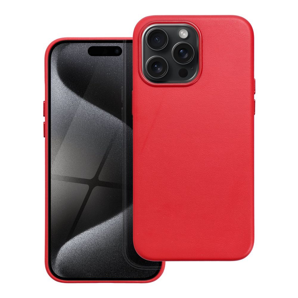 Pouzdro Leather Mag Cover na iPhone 15 Pro Max - Červené