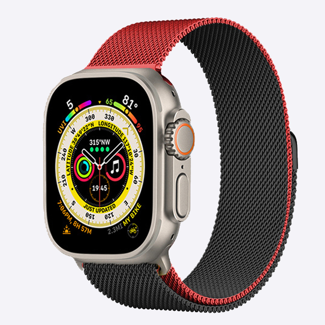 Řemínek iMore MILANESE LOOP Apple Watch Series 3/2/1 (38mm) - Černý - červený