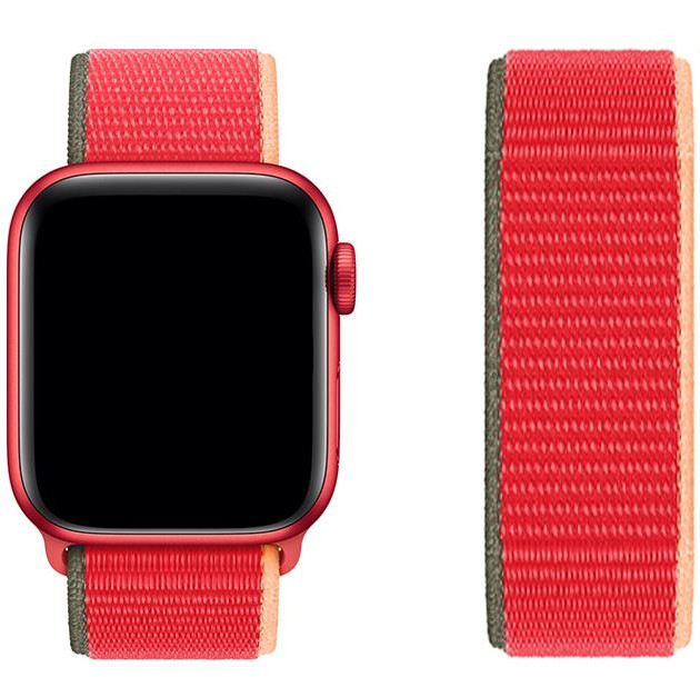 Provlékací sportovní řemínek NYLON Apple Watch Ultra 1/2 49mm - Red 2021