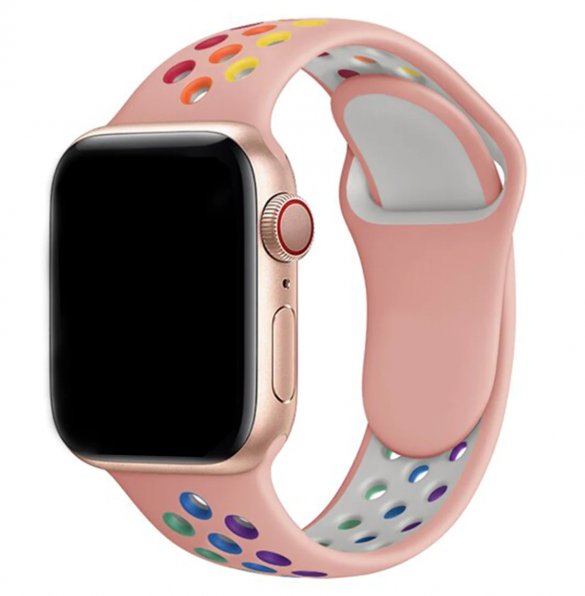 Řemínek iMore SPORT pro Apple Watch Series 9/8/7 (45mm) - Pink Oxford/Rainbow