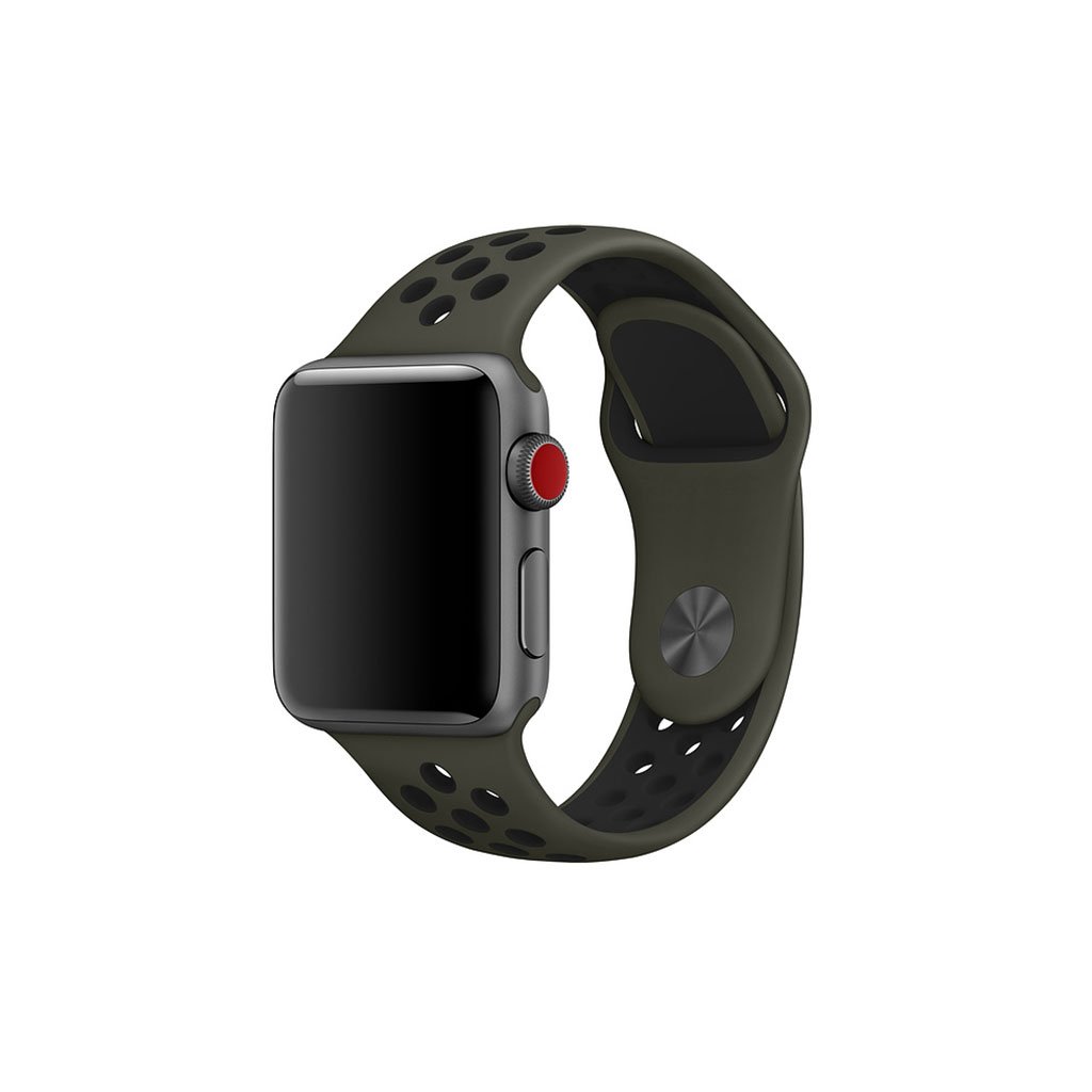 Řemínek SPORT pro Apple Watch Series 1/2/3 (42mm) - Khaki/černý