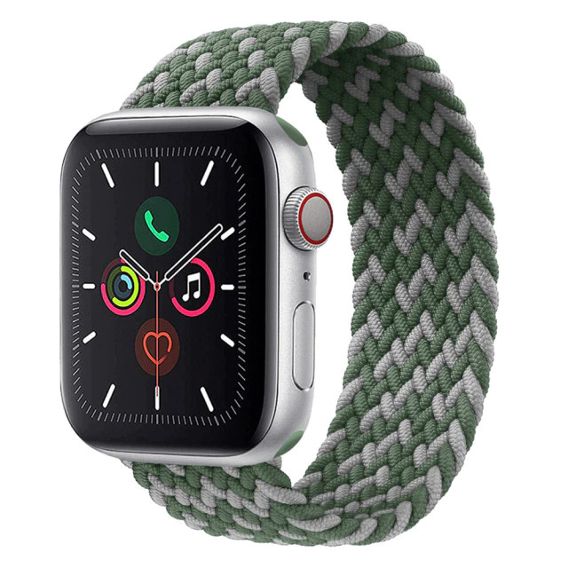 Řemínek iMore Braided Solo Loop Apple Watch Series 4/5/6/SE 44mm - zelený šedý (XS)