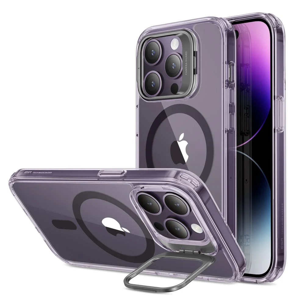 ESR Classic Kickstand Halolock MagSafe iPhone 14 Pro Čiré/Fialové