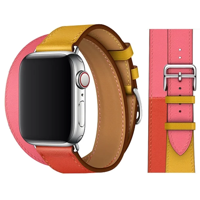 Řemínek iMore Double Tour Apple Watch Series 9/8/7 (45mm) - Jantarový / růžový