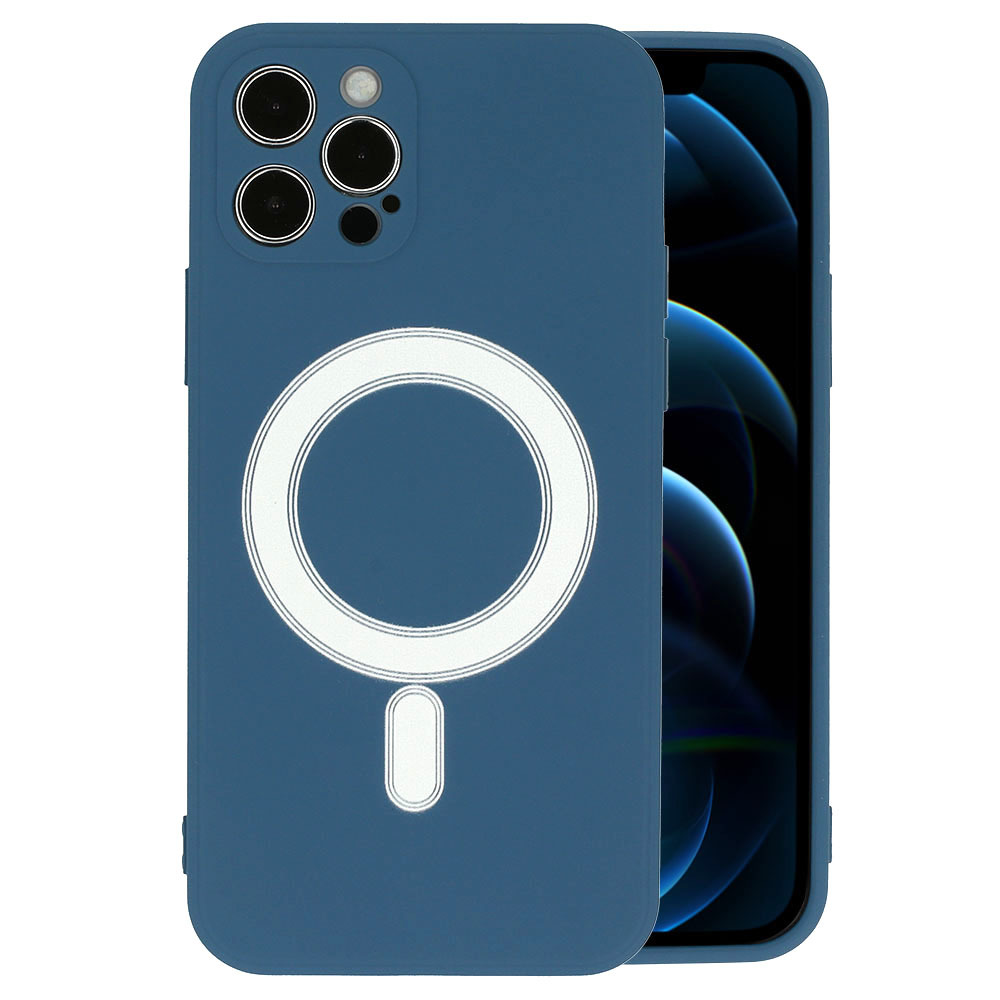 Pouzdro 1Mcz MagSilicone TPU ochranné s MagSafe Apple iPhone 12 Pro - Tmavě modré