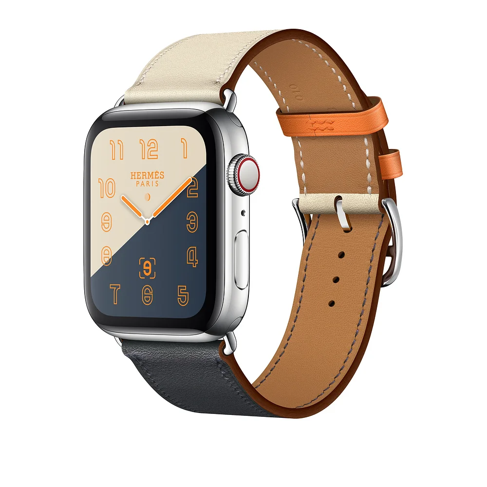 Kožený řemínek Single Tour pro Apple Watch Ultra 1/2 (49mm) - Indigo/Křídový/Oranžový