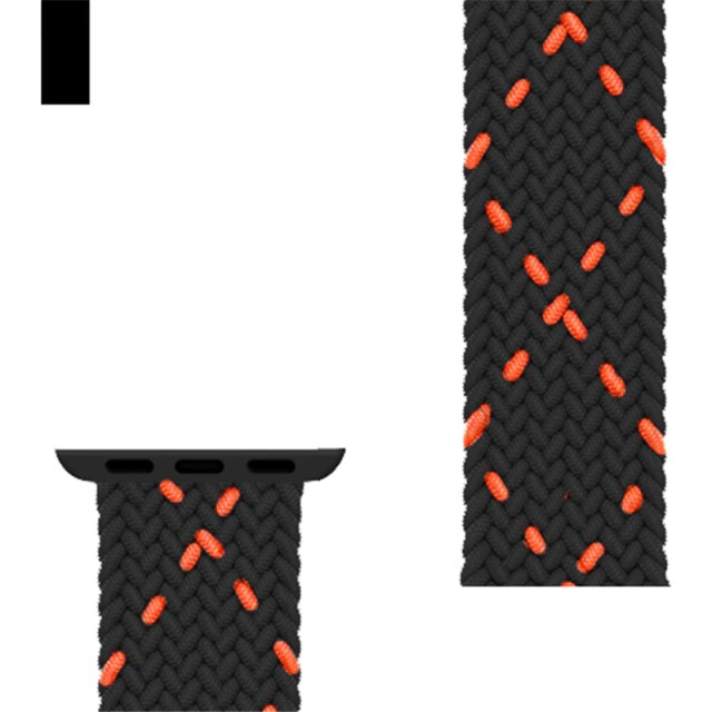 Pletený navlékací řemínek pro Apple Watch Ultra 1/2 49mm - černý/oranžový (XS)
