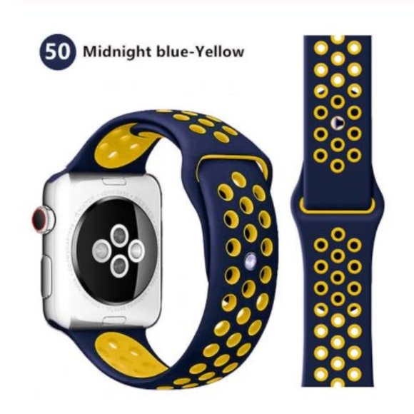 Řemínek SPORT pro Apple Watch Series 1/2/3 (42mm) - Půlnočně modrý/Žlutý