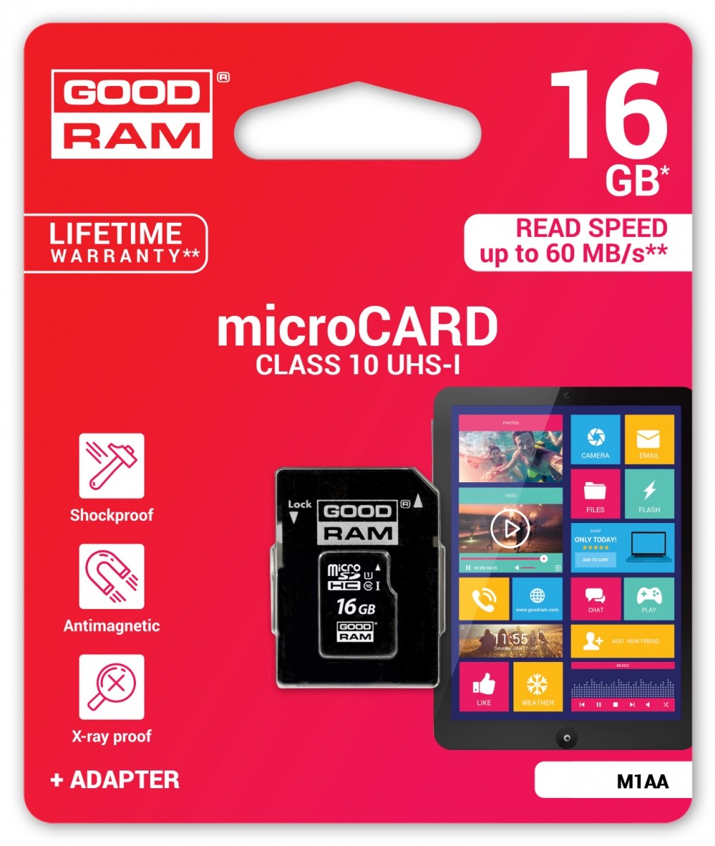 Paměťová karta GOOD RAM Micro SDHC / SDXC Class 10 UHS-I + SD adaptér - 16GB