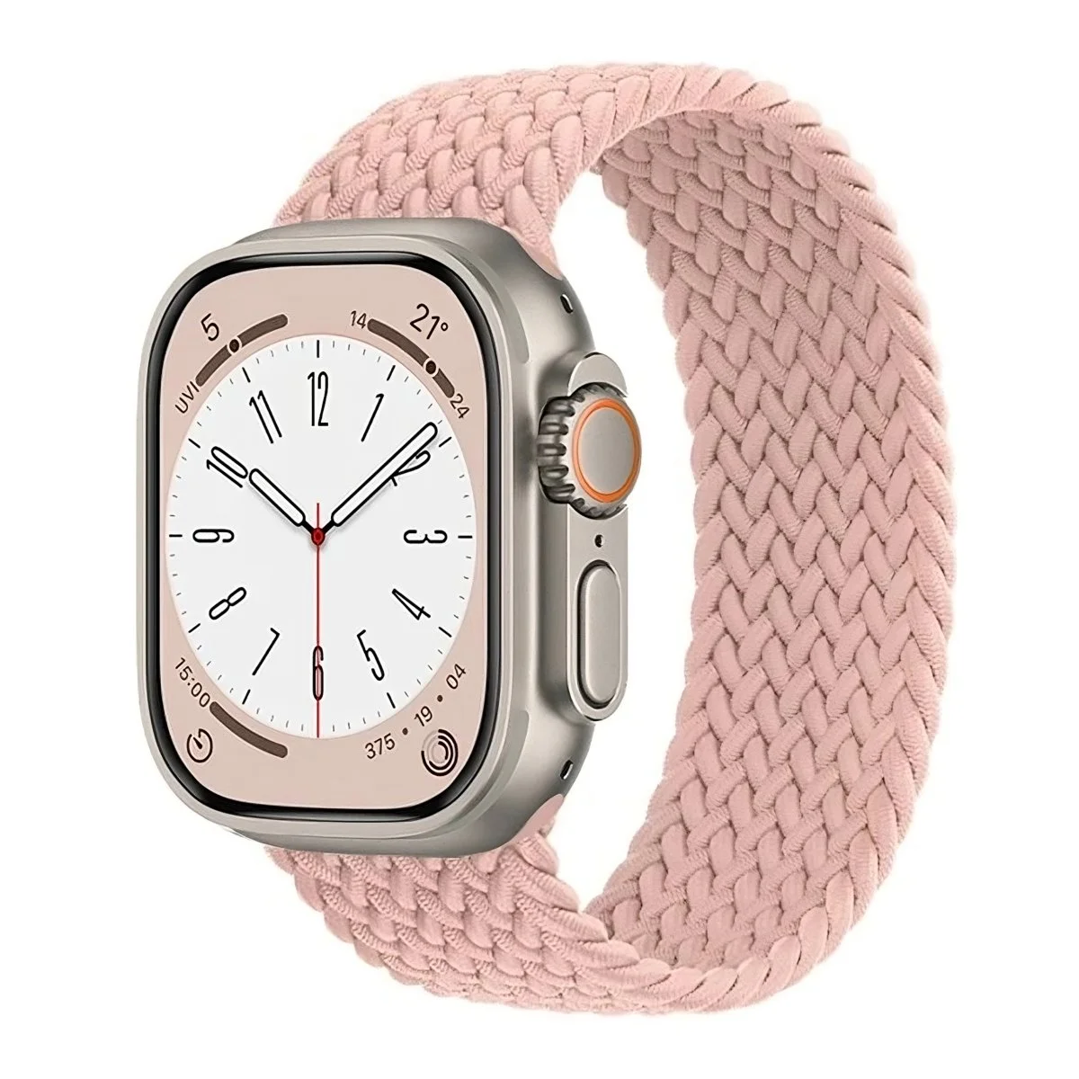 Řemínek iMore Braided Solo Loop Apple Watch Series 9/8/7 45mm - růžový jíl (M)