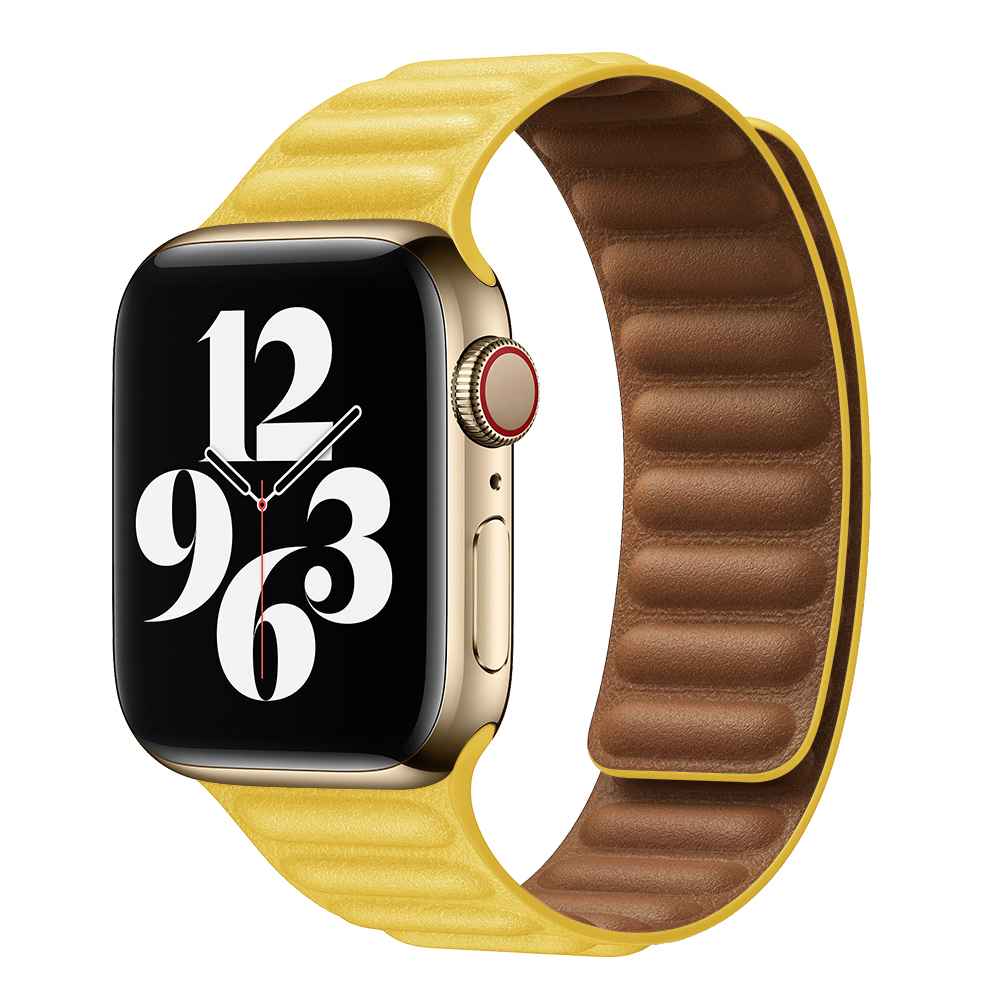 iMore Řemínek Kožený tah Apple Watch Series 9/8/7 (45mm) - žlutý