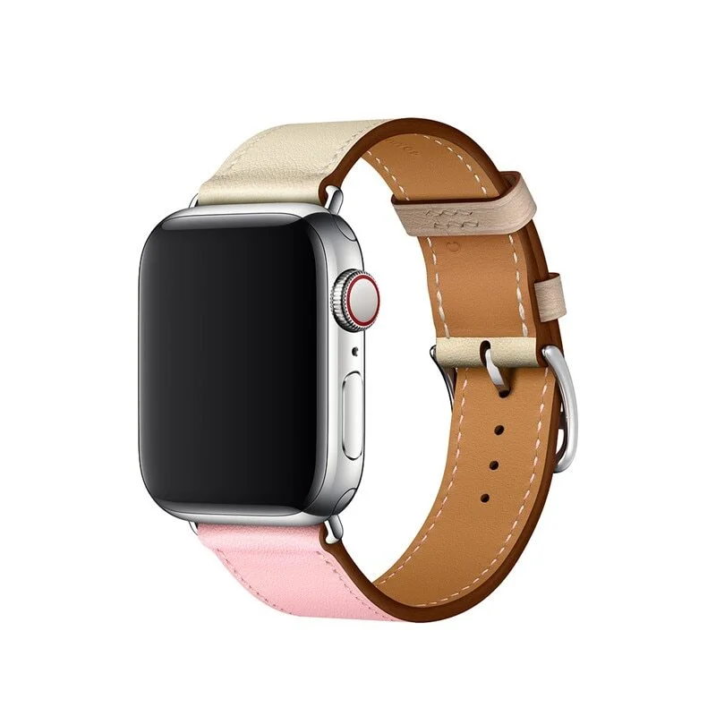 Kožený řemínek Single Tour pro Apple Watch Ultra 1/2 (49mm) - Béžový/Růžový