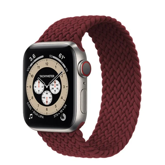 Řemínek iMore Braided Solo Loop Apple Watch Series 4/5/6/SE 44mm - vínově červený (XS)