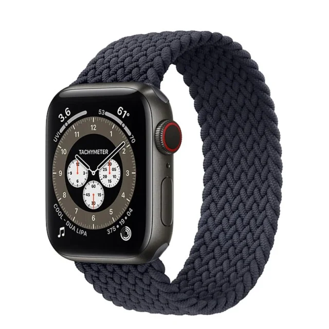 Řemínek iMore Braided Solo Loop Apple Watch Series 4/5/6/SE 44mm - uhlově šedý (L)