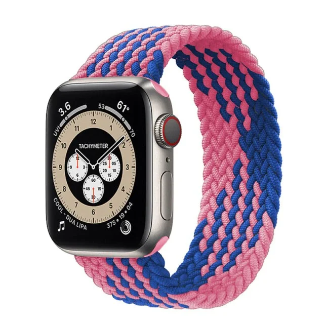 Řemínek iMore Braided Solo Loop Apple Watch Series 4/5/6/SE 44mm - růžový/modrý (XS)