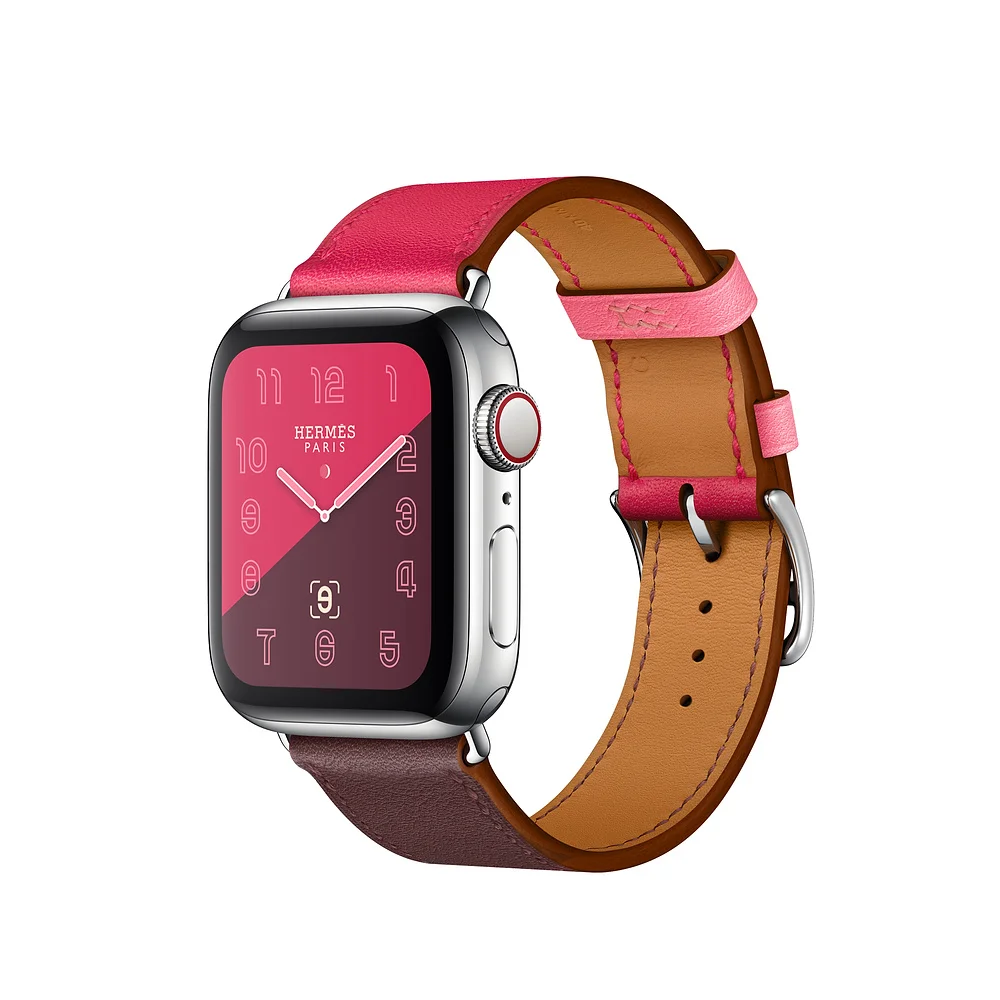 Kožený řemínek Single Tour pro Apple Watch Ultra 1/2 (49mm) - Bordó/Růžový