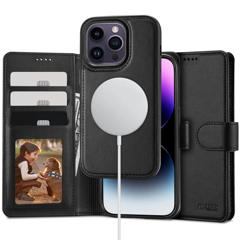 Pouzdro Tech-Protect Wallet MagSafe iPhone 15 Pro Max černé