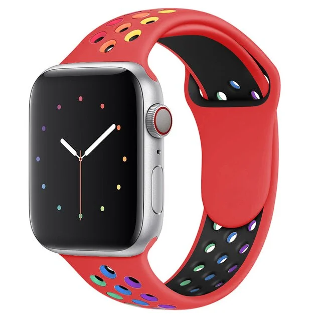 Řemínek iMore SPORT pro Apple Watch Series 9/8/7 (41mm) - Red/Rainbow
