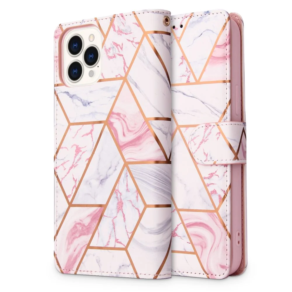 Pouzdro Tech-Protect Marble ”2” Iphone 13 Pro Max růžové