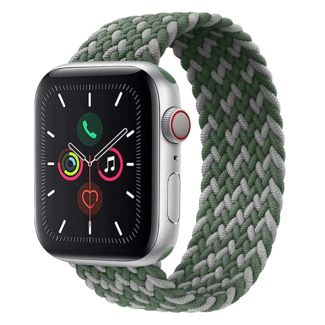 Řemínek iMore Braided Solo Loop Apple Watch Series 4/5/6/SE 40mm - zelený šedý (XS)