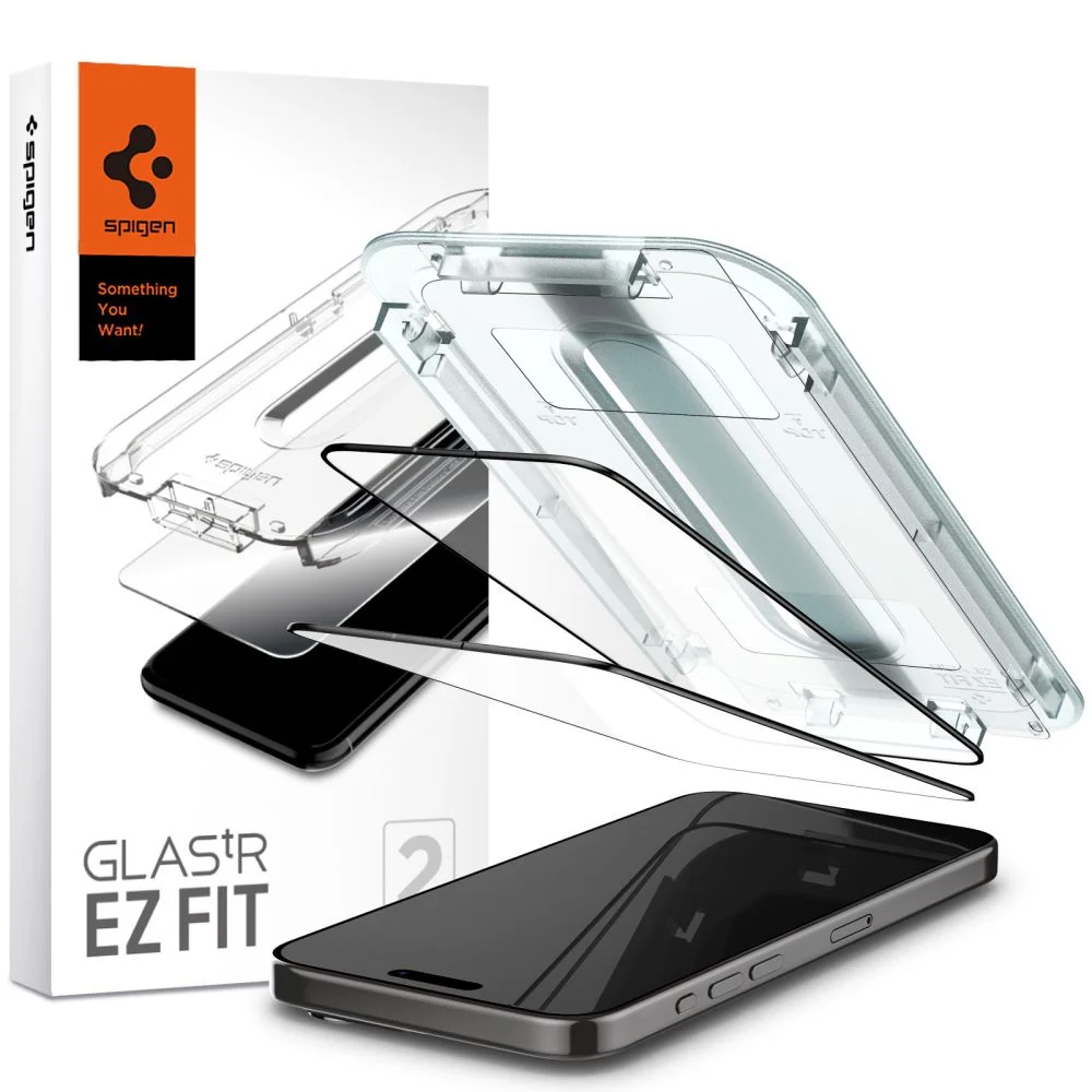 Spigen Glass tR EZ Fit 2 Pack, FC Black - iPhone 15 Pro Max AGL06873