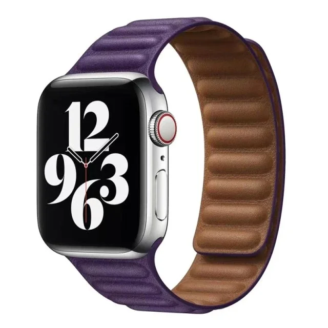 iMore Řemínek Kožený tah Apple Watch Series 4/5/6/SE (44mm) - tmavě fialový