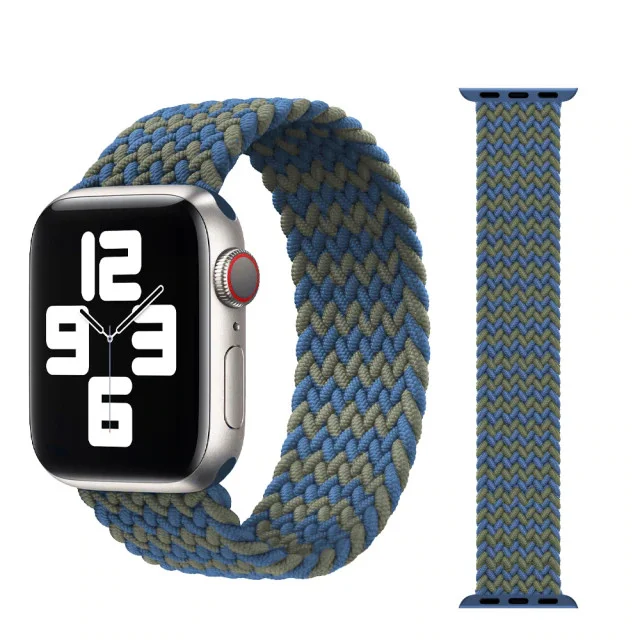 Řemínek iMore Braided Solo Loop Apple Watch Series 9/8/7 45mm - modrý zelený (XS)