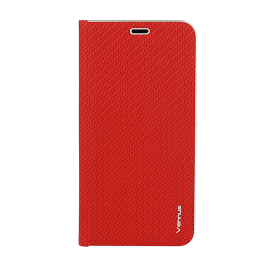Pouzdro Vennus Book Carbon iPhone 12 Pro Max - Červené