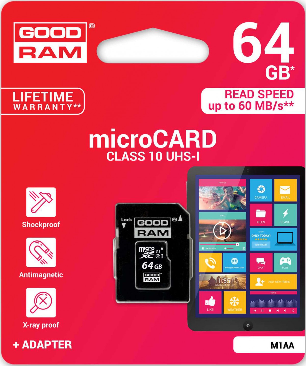 Paměťová karta GOOD RAM Micro SDHC / SDXC Class 10 UHS-I + SD adaptér - 64GB