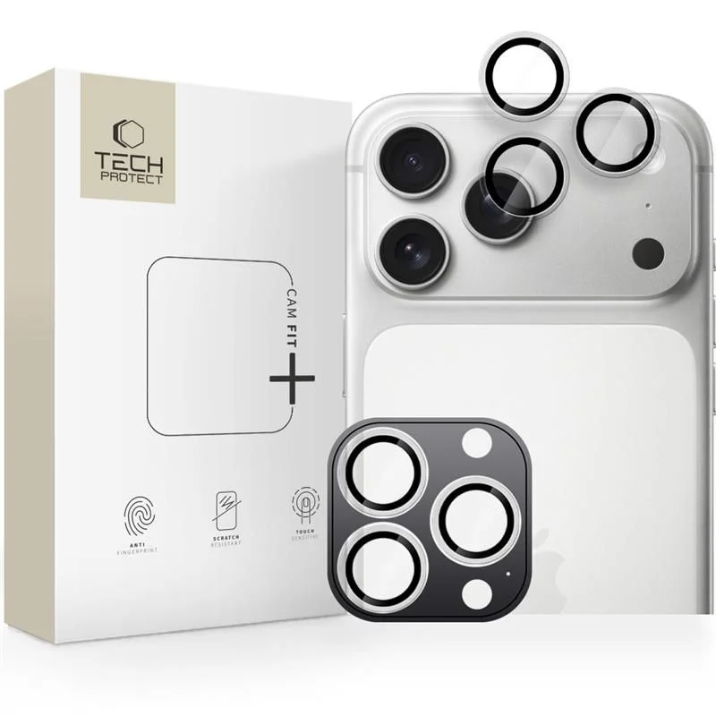 Tech-Protect Camring Fit+ Ochranná skla objektivů iPhone 17 Pro/Max, 16 Pro/Max, 15 Pro/Max - Clear