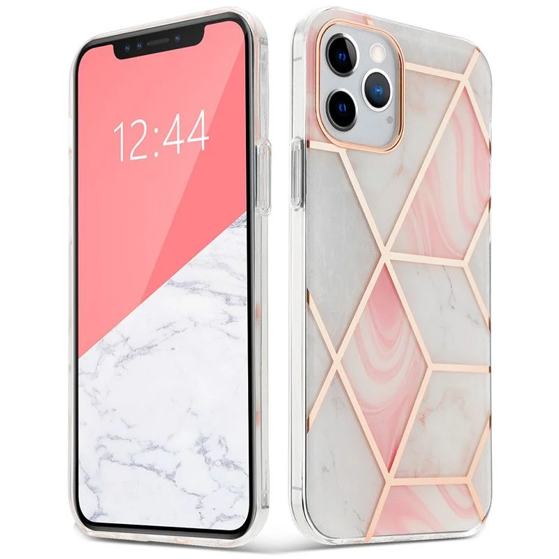 Pouzdro Tech-Protect Marble ”2” Iphone 12 Mini růžové