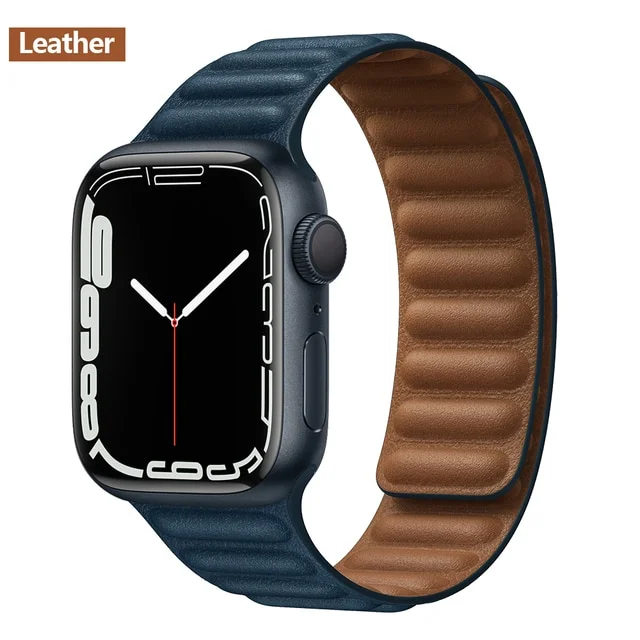 iMore Řemínek Kožený tah Apple Watch Series 4/5/6/SE (44mm) - hlubokomořsky modrý