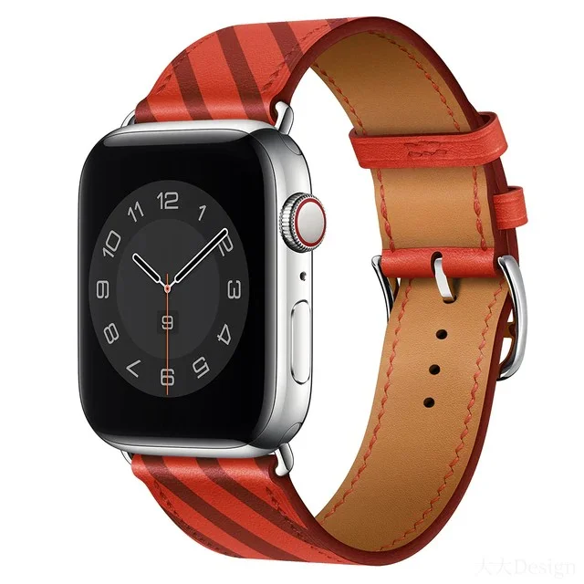 Kožený řemínek Single Tour pro Apple Watch Ultra 1/2 (49mm) - Red & Plum