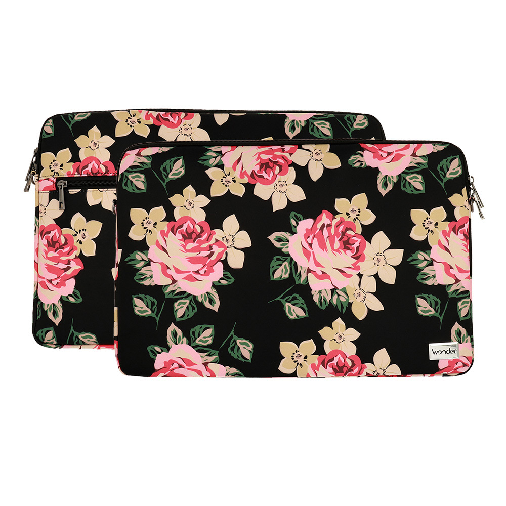 Wonder Sleeve Laptop 15"-16" - Černé s růžemi