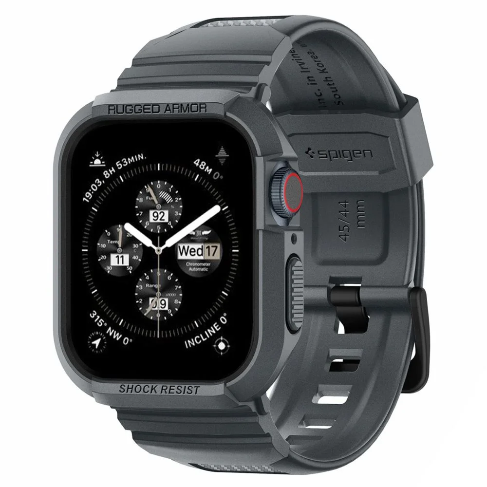 Spigen Rugged Armor Pro na Apple Watch Series 9/8/7 (45mm) - Tmavě šedý