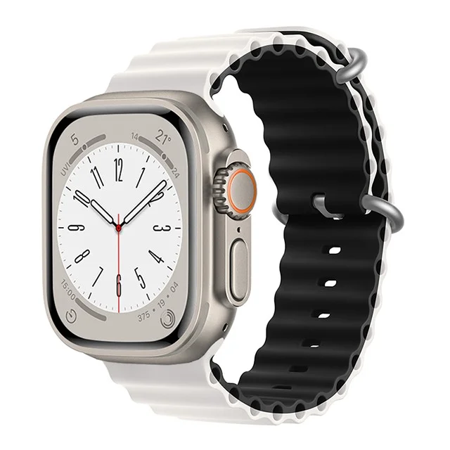 iMore Oceánský řemínek pro Apple Watch Ultra 1/2 (49mm) - Bílá - Černá