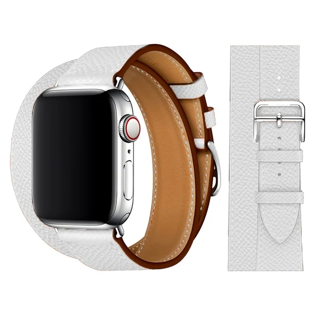 Kožený řemínek Double Tour pro Apple Watch Ultra 1/2 (49mm) - Bílý
