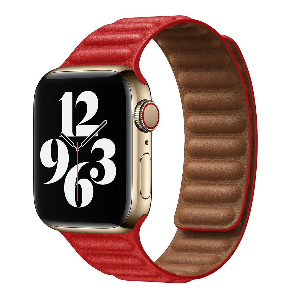 iMore Řemínek Kožený tah Apple Watch Series 9/8/7 (41mm) - červený