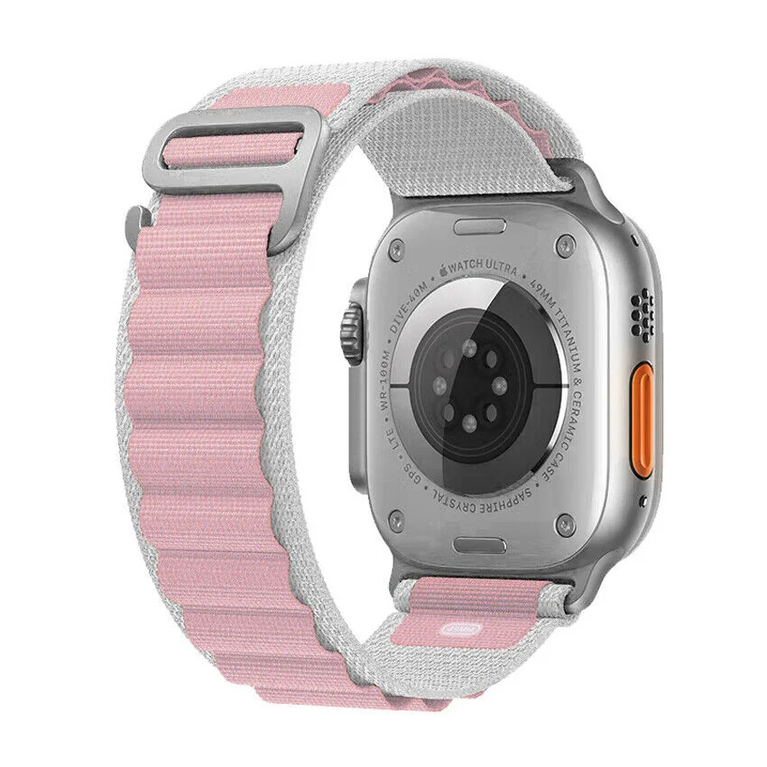 iMore Řemínek Alpský tah pro Apple Watch Series 9/8/7 (41mm) - Hvězdně bílý / Růžový