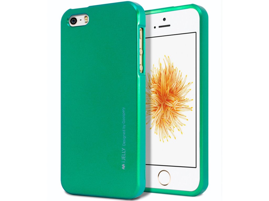 Silikonový obal / kryt iJelly Metal Goospery Mercury Apple iPhone SE / 5s / 5 - Metalicky zelený
