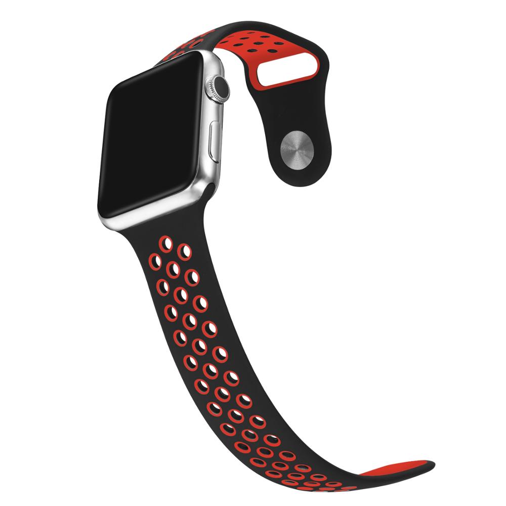 Řemínek SPORT pro Apple Watch Series 1/2/3 (42mm) - Černý/Červený