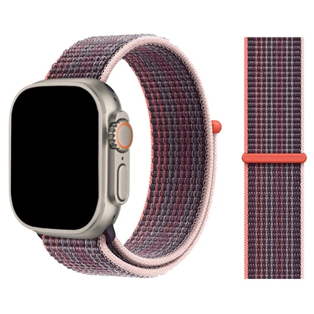 Provlékací sportovní řemínek NYLON Apple Watch Ultra 1/2 49mm - Bezinkově fialový