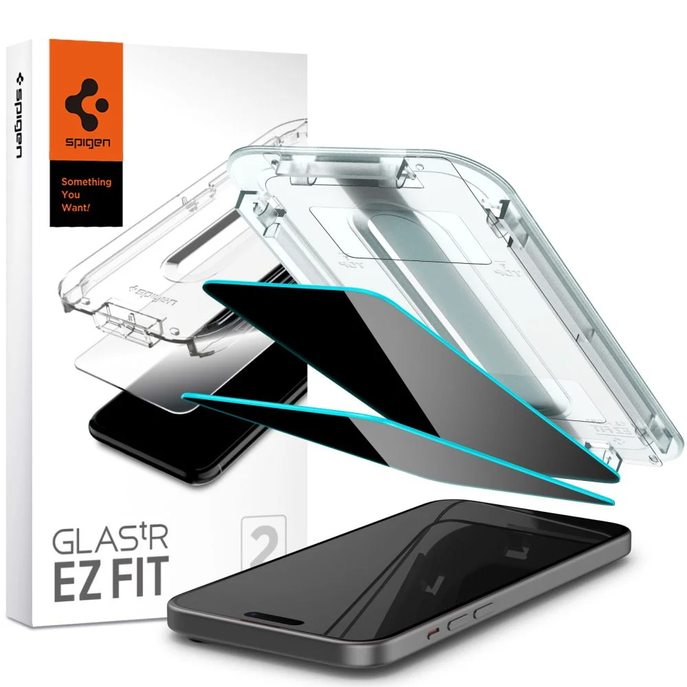 Spigen Glass tR EZ Fit Privacy 2 Pack, transparency - iPhone 15 AGL06905